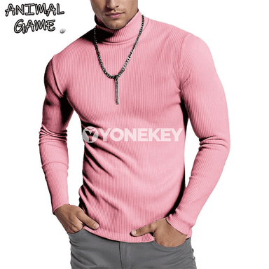 Erkekler üçin ýyly zolakly switer, ýokary boýunly rahat model