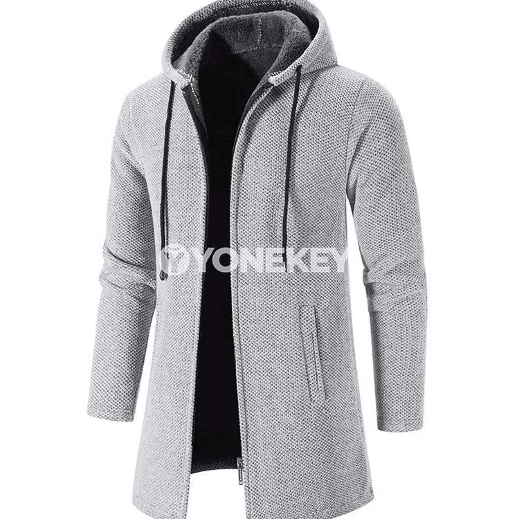 Erkekler üçin ýyly zipli kapşonly oversize sweatshirt-kurtka