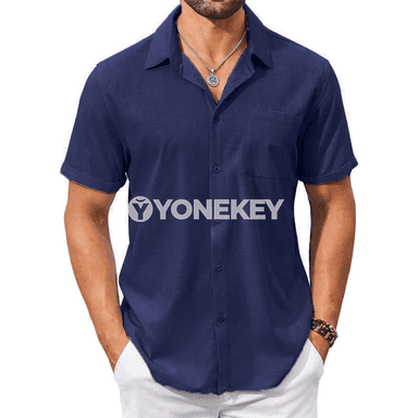 Erkekler üçin tomusky pagta köýnek, gysga ýeňli, jübili casual stil