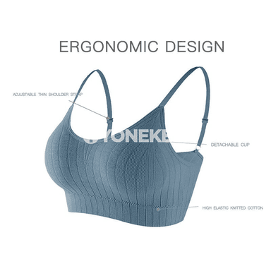 Zenanlar üçin tikinsiz sport bra, ýeňsiz kamisol görnüşi