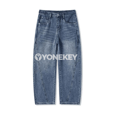Erkekler üçin giň kesel denim balak — gündelik retro stil