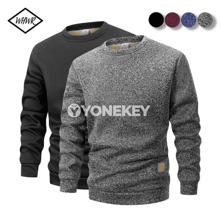 Erkekler üçin ýyly dokalan ýeňil switer, ýokary boýunly, gündelik stil