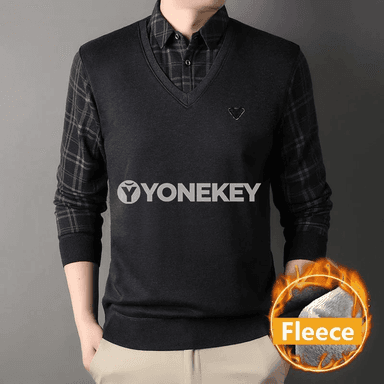 Erkekler üçin ýyly ýokary boýunlı trikotaž switer, gündelik stil