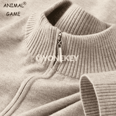 Erkekler üçin ýyly polo switer, ýokary boýunly, fermuarly, gündelik stil