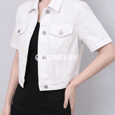 Aýal-gyzlar üçin denim gysga jaket, gündelik ýeňil köýnek