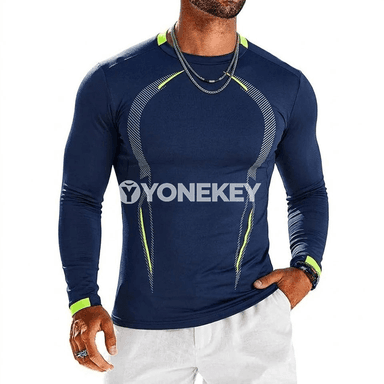 Erkekler üçin sport ýeňli futbolka, ýeňil we dem alýan, fitnes üçin