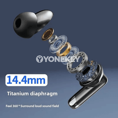 Bluetooth TWS simsiz nauşnikler, sport üçin, suw geçirmeýän, mikrofonly