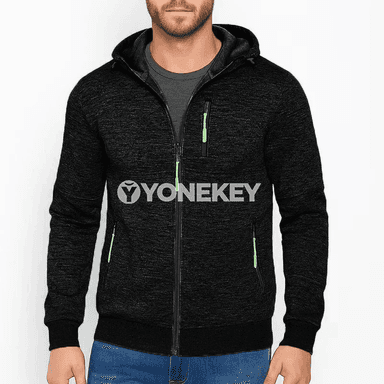 Erkekler üçin ýyly kapýuşonly zipperli sport hudi