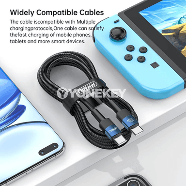 NNBILI 100W USB-C – Type-C çalt zarýad kabeli, 1 m / 2 m
