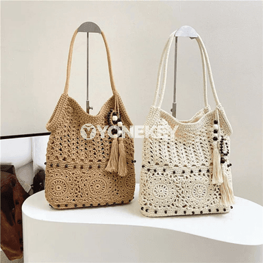 Aýallar üçin el dokalan keşdeli tote sumka, tomusky boho stil sumka.