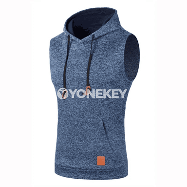 Erkekler üçin ýeňil kapüşonly ýeňsiz jilet, gündelik sport görnüşi