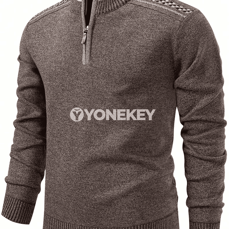 Erkekler üçin fermuarly gündelik hudi, güýz-gyş trikotaž sweatshirt
