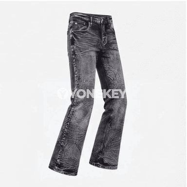 Erkekler üçin ýokary belli ýyrtyk streç jeans balak