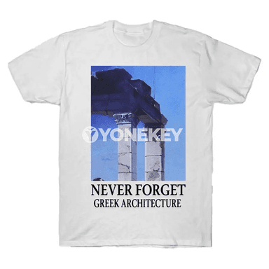 Never Forget Greek Architecture çaply erkek-zenan futbolka, giň kesim