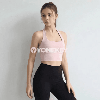 Aýal sporty bra: ýokary goldawly, arka açyk, ýoga we fitnes üçin