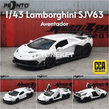 Lamborghini Aventador SVJ63 metal model awtoulag, 1:43, çekip oýnamak üçin