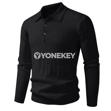Erkekler üçin polo switer — V boýun, uzyn ýeň, sypaýy gündelik stil