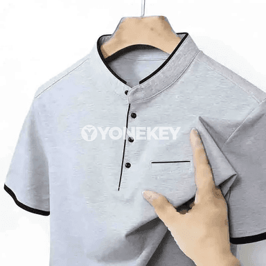 Erkekler üçin ýeňil ýaşyl gysga ýeňli polo köýnek, jübili