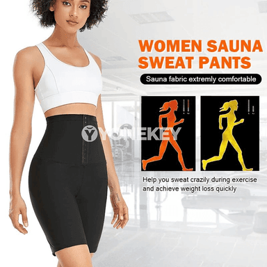 Beli şekillendiriji sauna şortlar, ýokary boýun, sport üçin