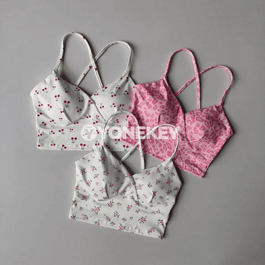 Aýallar üçin çaply yoga sport bras, ýerleşdirilen käseler bilen