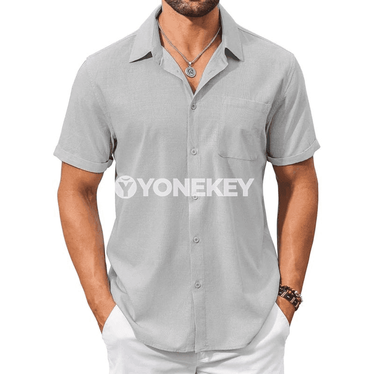 Erkekler üçin tomusky pagta köýnek, gysga ýeňli, jübili casual stil