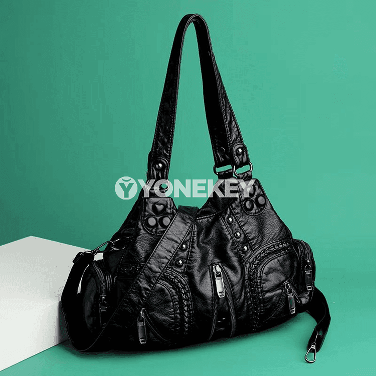 Zenanlar üçin vintage çukurly ýeňli egninden asylýan giň sumka