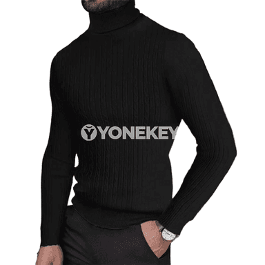 Erkekler üçin ýyly turtleneck triko switer, güýz-gyş üçin