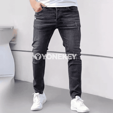 Erkekler üçin slim fit elastik jeans, dar kesim gündelik balak