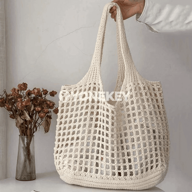 Zenanlar üçin örülen açyk large tote sumka, tomuslyk egin sumkasy