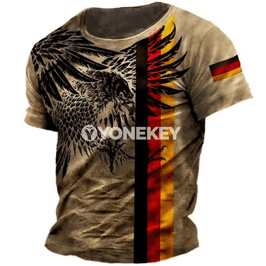 Germaniýa erkek futbolkasy, baýdakly çap, giň kesim, tomuslyk rahat model