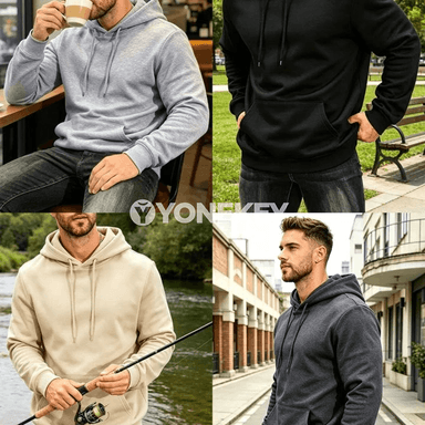 Erkekler üçin ýyly fleece kapýuşonly sport kostýumy, elastik bil