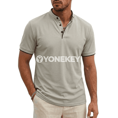 Erkekler üçin ýazky Henley futbolka, ýeňil, dem alýan, gündelik köýnek