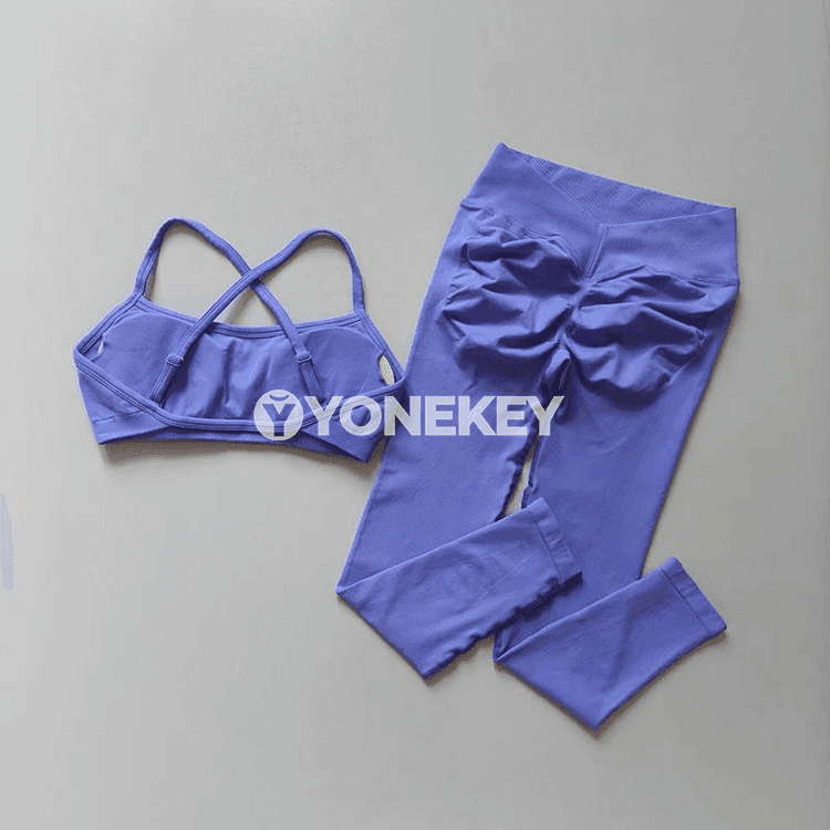 Aýallar üçin tikişsiz ýokary belli sport leggins we paddarly köýnekli toplum