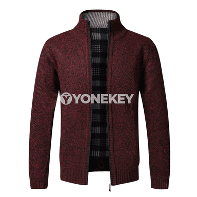 Erkekler üçin ýyly fleece fermuarly kardigan penjek