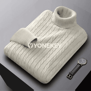 Erkekler üçin ýyly golfli trikotaj switer, güýz-gyş