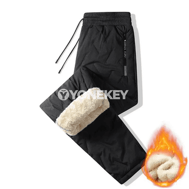 Erkekler üçin ýyly fleece sport balaklar, fermuarly jübili, giň ölçegli