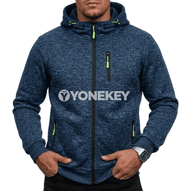Erkekler üçin fermuarly kapüşonly ýyly sport köýnegi