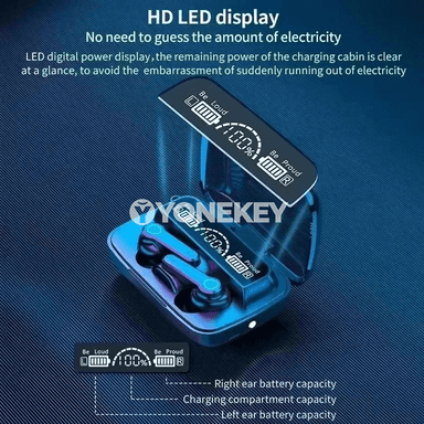 TWS Bluetooth naushnikler 5.3, 9D ses, sensorly displeýli, simsiz