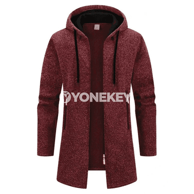 Erkekler üçin ýyly kapýuşonli zipli sport äyin, gyşlyk fleece