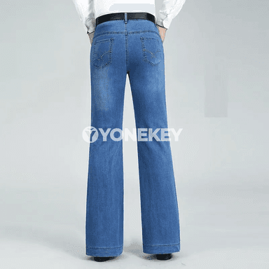 Erkekler üçin döwrebap giň balakly bootcut jinsiler, ähli möwsüm üçin