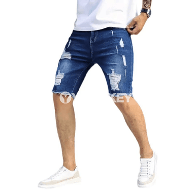 Erkekler üçin tomusky döwük jeans şortlar, slim we rahat