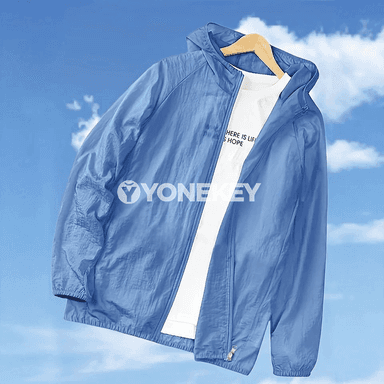 Erkekler üçin ýeňil kapşonly çalt guradyjy tomus jaket