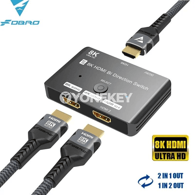 8K HDMI geçiriji 1 giriş 2 çykyş, iki ugurly, 8K@60Hz, 4K@120Hz