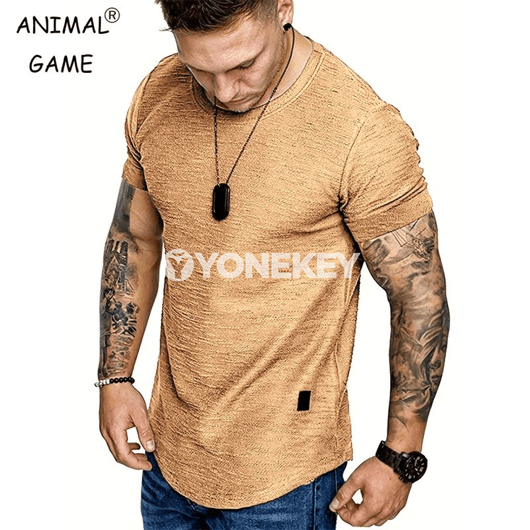 Erkekler üçin ýeňil tomus futbolkasy, gysga ýeňli sport model