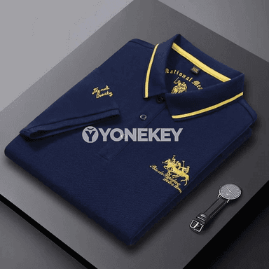 Erkekler üçin tomus ýeňil nakışly polo futbolka
