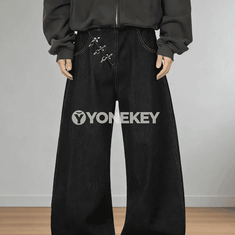 Erkekler üçin giň kesimli baggy jeans, rahat günlük jalbar