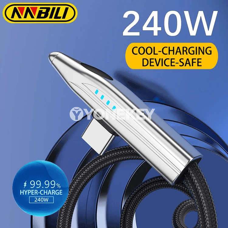 NNBILI 240W USB-C oýun kabeli, çalt zarýad we maglumat geçiriji