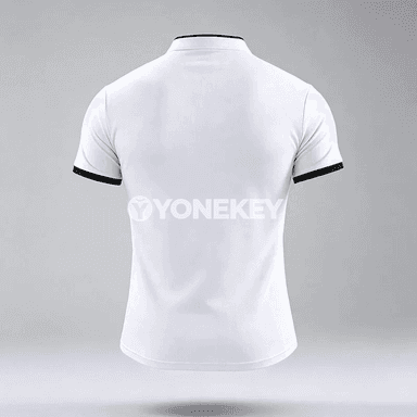 Erkekler üçin minimal stend ýakaly gysga ýeňli polo köýnek