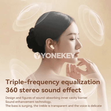 Simsiz Bluetooth nauşnikler, mikrofonly, şum basyşyny peseldýän, TWS
