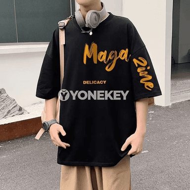 Erkekler üçin giň kesimli ýazlyk futbolka, ýazgyly, XL-8XL